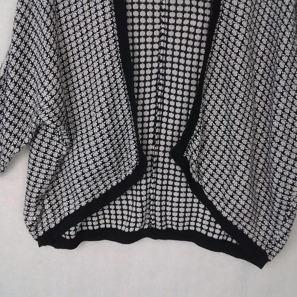 LOFT Oversized Open Front Cardigan Sweater XS Black White Cotton Modal - Picture 12 of 12